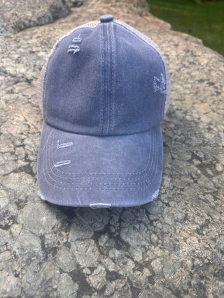 Criss Cross Pony Tail Hat - M & T Hoodie and Hat Co.