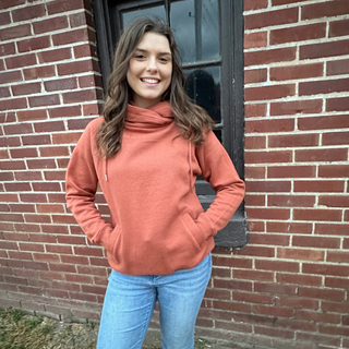 This is the Chloe Classic Funnel Neck Hoodie in the color autumn.