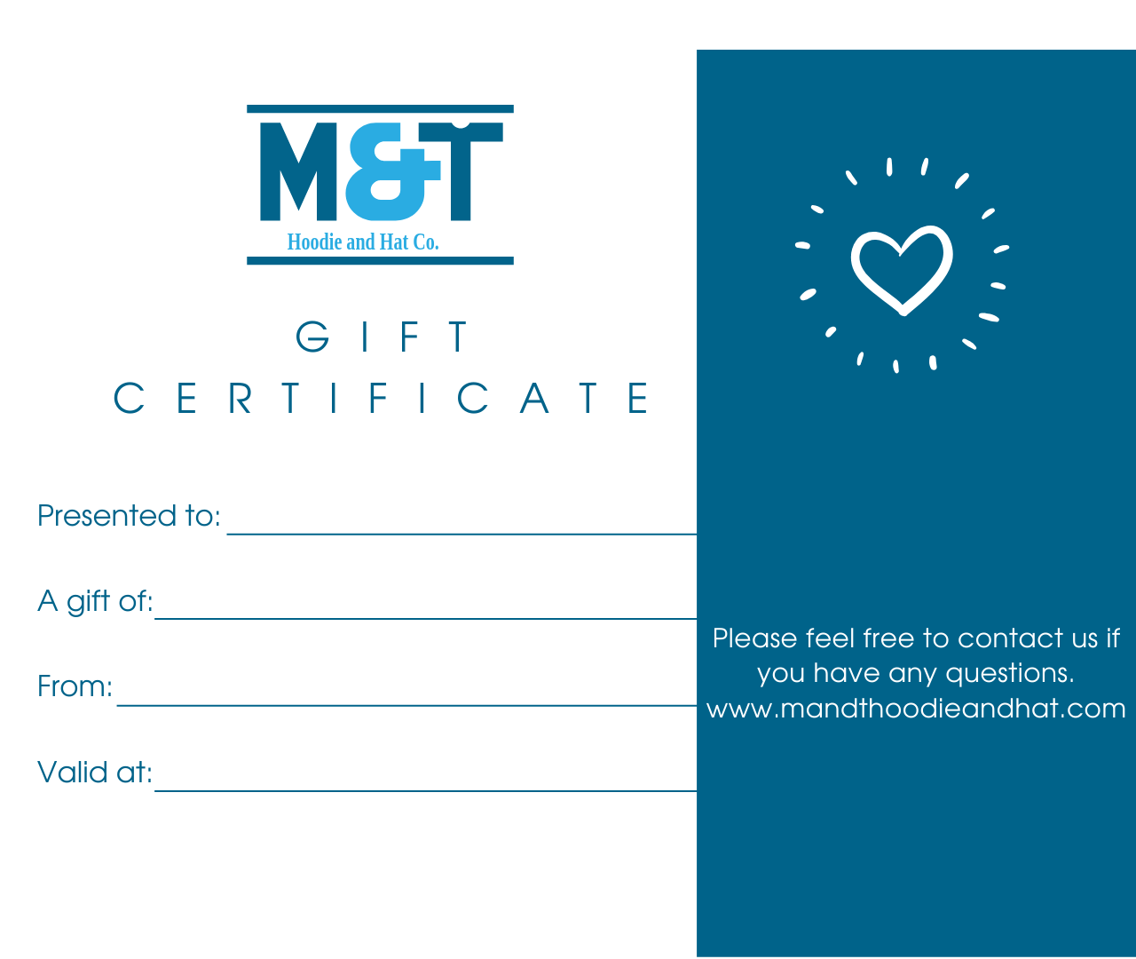 Gift Card – M T Hoodie and Hat - Main Image