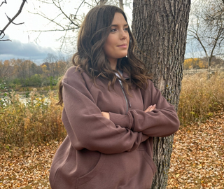 This is a Jordy Boxy Half Zip Pullover in the color Java.