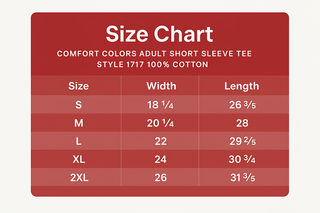 Solid Red Size Chart